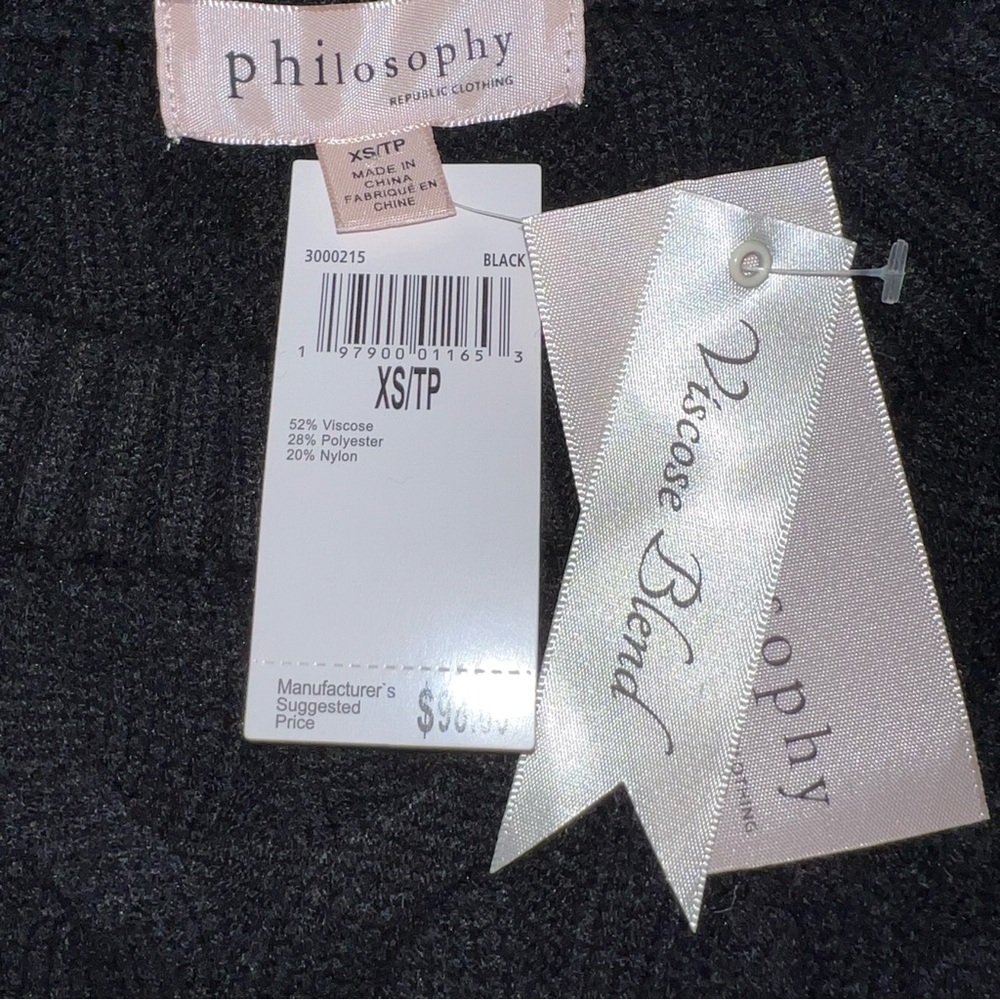 Philosophy Ribbed Crewneck Black Cable Knit Sweater NWT - Picture 13 of 13